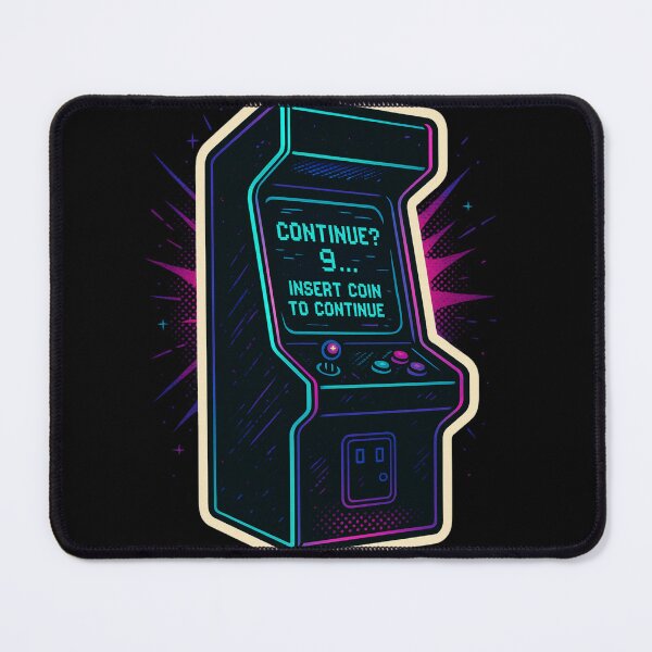 Item preview, Retro Arcade Neon Sticker – Insert Coin to Continue 80s Gaming Glitch Art designed and sold by JacobKAurumhead.