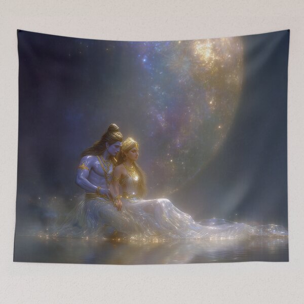 Item preview, Cosmic Embrace of Shiva and Parvati - Hindu Devotional Art designed and sold by All Souls Dream.