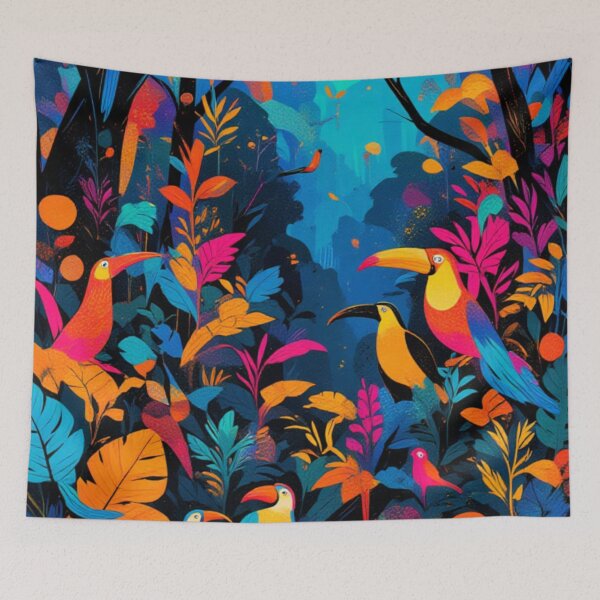 Item preview, Birds That Twirl in Jungle Swirl (v4) designed and sold by SabaMirzique.