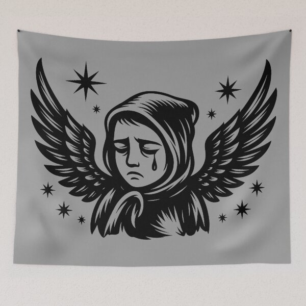 Item preview, Divine Wings – Minimalist Black and White Fantasy Art designed and sold by SoftStyleStudio ⭐⭐⭐.