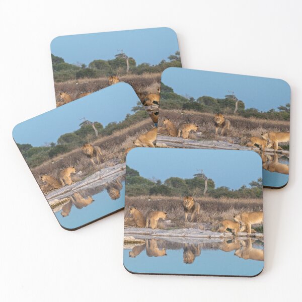 Item preview, Reflections of the Pride — Lion Family at the Water’s Edge designed and sold by DavideAntoniani.