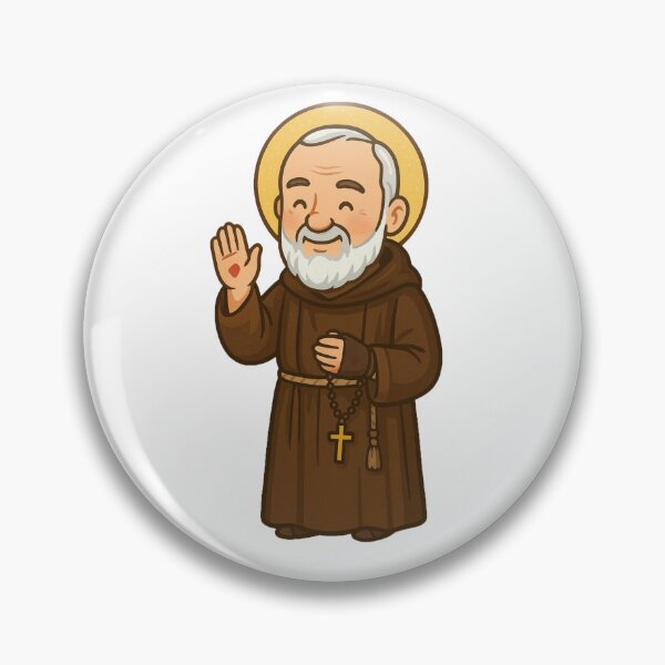 Item preview, Saint Padre Pio of Pietrelcina - Cartoon-Style Illustration with Stigmata designed and sold by arteopolis.