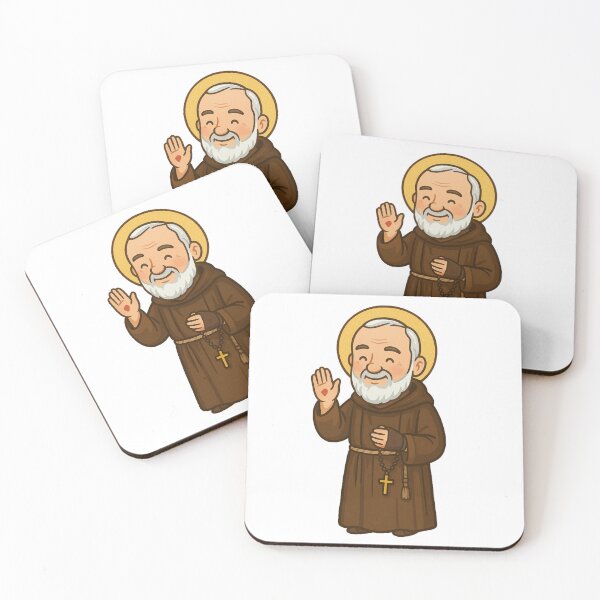 Item preview, Saint Padre Pio of Pietrelcina - Cartoon-Style Illustration with Stigmata designed and sold by arteopolis.