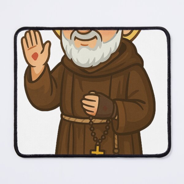 Item preview, Saint Padre Pio of Pietrelcina - Cartoon-Style Illustration with Stigmata designed and sold by arteopolis.