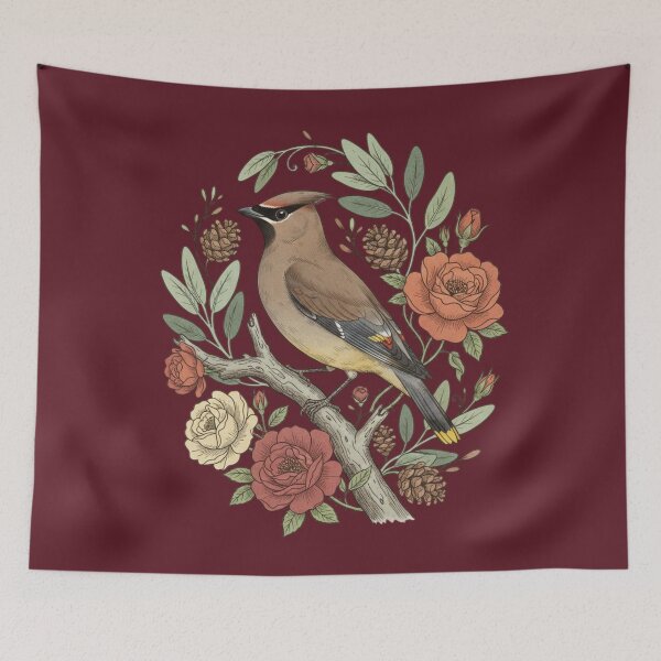 Item preview, Beautiful Cedar Waxwing With Roses designed and sold by BirdsnStuff.