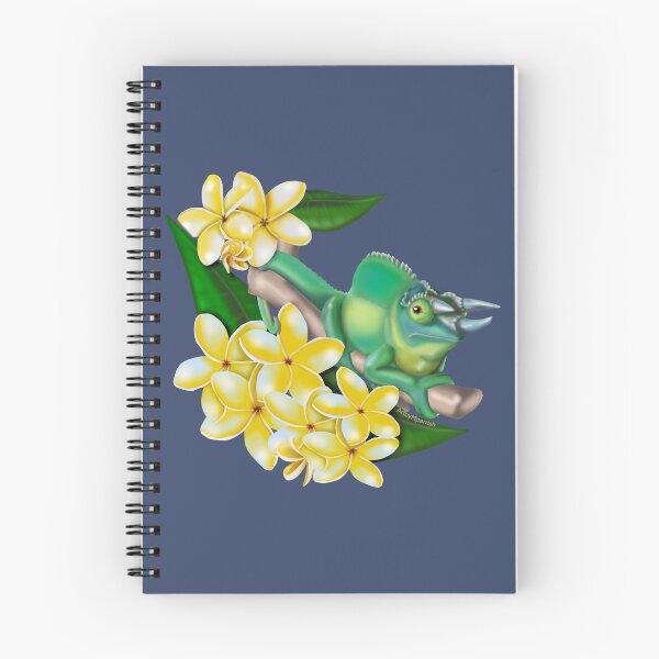 Item preview, Jackson’s Chameleon with yellow plumeria  designed and sold by ArtbyMparrish .