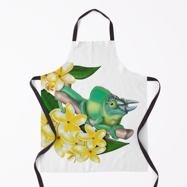 Item preview, Jackson’s Chameleon with yellow plumeria designed and sold by ArtbyMparrish .