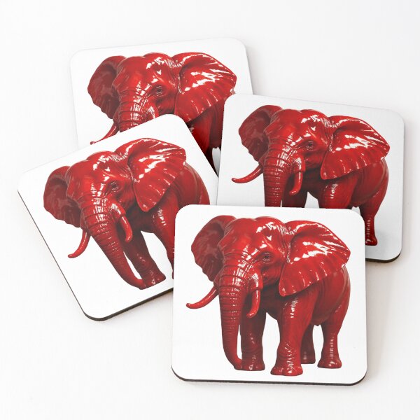Item preview, Glossy Red Elephant Sculpture With Striking Realistic Detail designed and sold by kylmllr101684.