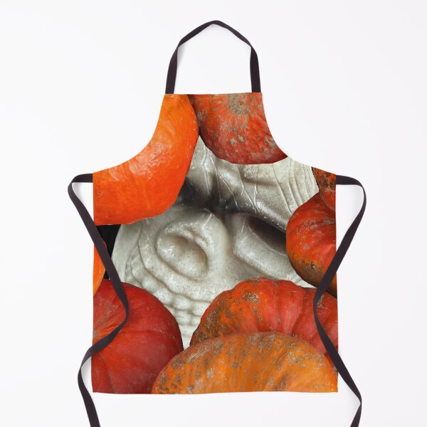 Item preview, Skeleton skull is hiding behind pumpkins. designed and sold by MYTOPSHELF.