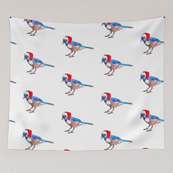 Item preview, Blue jay wearing festive Santa Hat - animalzinhats  designed and sold by Ashley’sAnimalz.