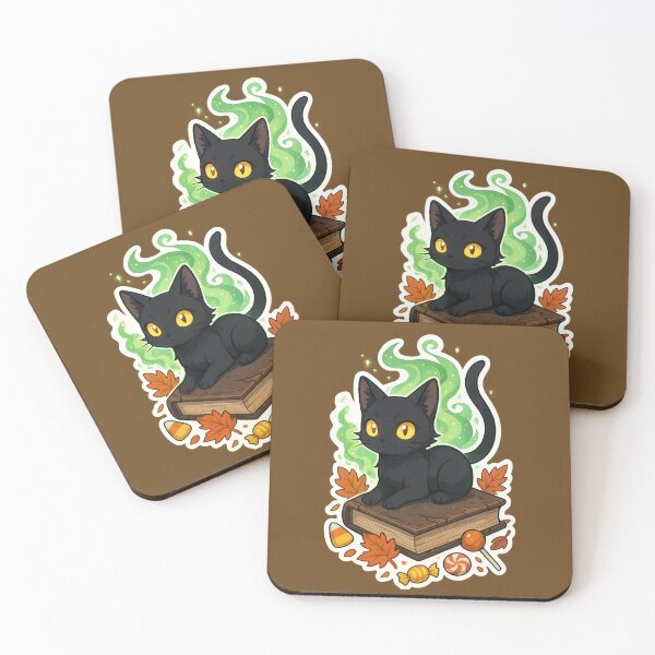 Item preview, Black Cat on Spellbook with Green Flame designed and sold by WitchPrint.