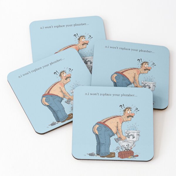 Item preview, AI Won’t Replace Your Plumber — Funny Plumber Cartoon Toilet Disaster designed and sold by Pjotre7.