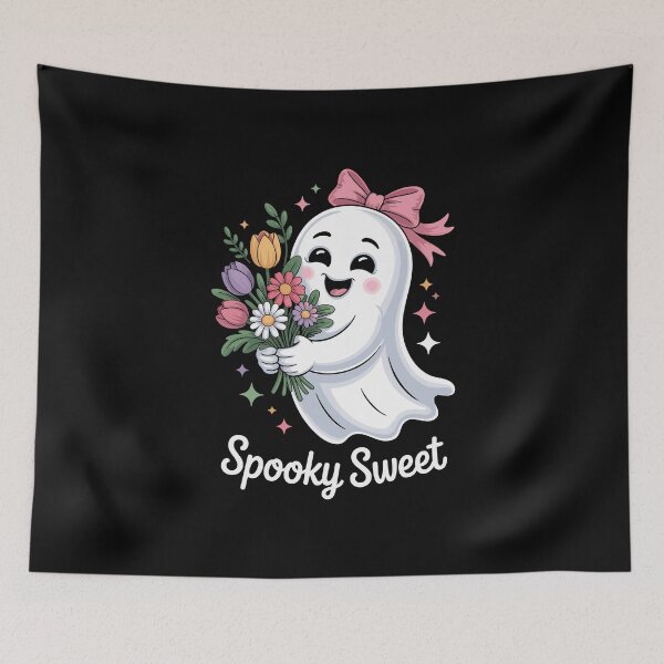 Item preview, A Smiling Ghost Holding a Bouquet of Flowers designed and sold by 89BLACK.