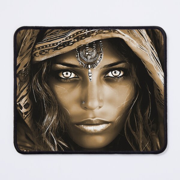 Item preview, Chic Desert Woman Exotic Portrait In Sepia Hues (Digital Art Created In AI And Edited In PS) designed and sold by DEC02.