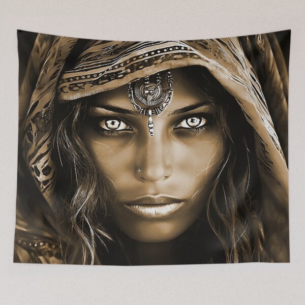 Item preview, Chic Desert Woman Exotic Portrait In Sepia Hues (Digital Art Created In AI And Edited In PS)  designed and sold by DEC02.