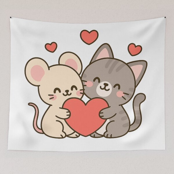 Aperçu de l'œuvre La souris et le chat s'aiment. L'amour ne connaît pas de frontières. créée et vendue par PabDam.