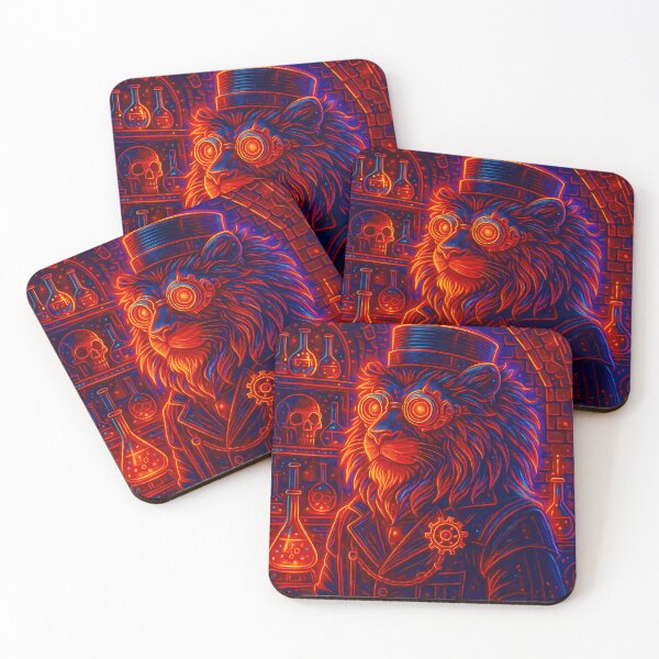 Item preview, The Alchemist Lion – Neon Steampunk Mastermind designed and sold by JWsNeonHorizons.