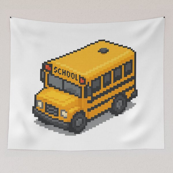 Item preview, American school bus in isometric pixel art designed and sold by arteopolis.