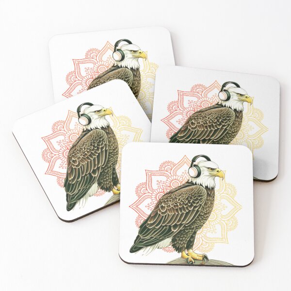 Item preview, Bald Eagle Listening to Music – Fun Geometric Animal Design in Soft Colors designed and sold by Naturalite19.