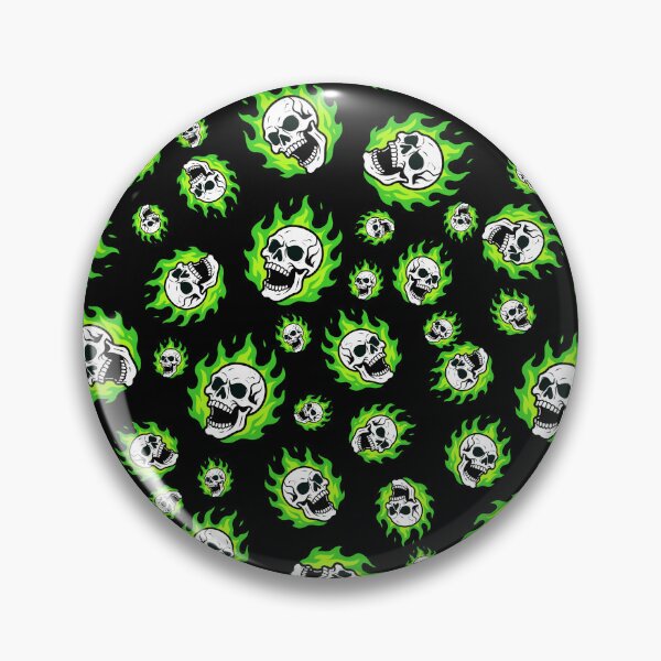 Item preview, Patrón de calaveras caóticas y fuego (verde) designed and sold by BeJolley.