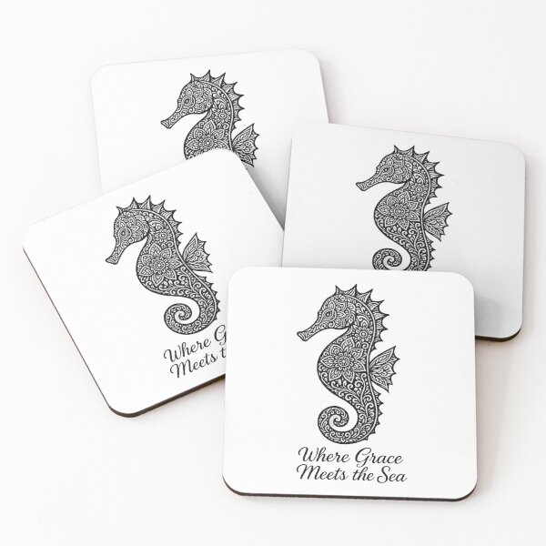 Item preview, Where Grace Meets the Sea – Mandala Seahorse Coastal Zen Art designed and sold by inkoutninja.