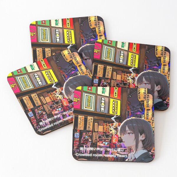 Item preview, Crowded Room, Empty Heart – Tokyo Noir Anime Girl designed and sold by JapanPopArt.
