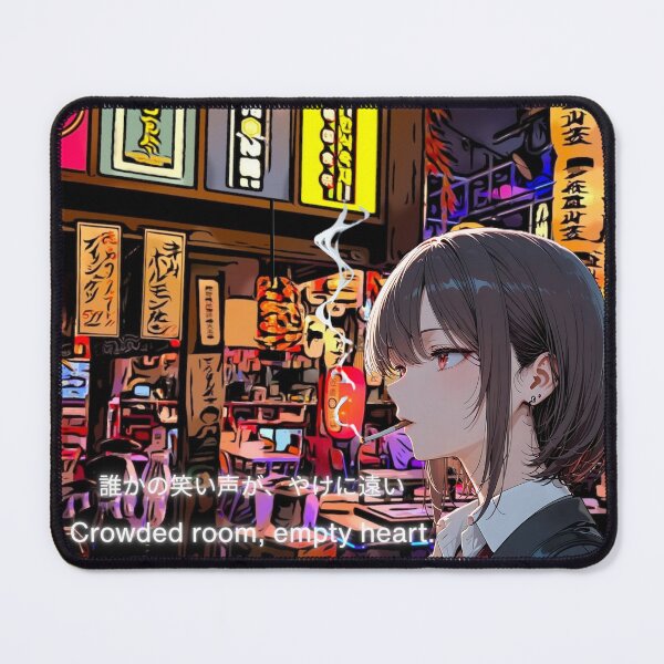 Item preview, Crowded Room, Empty Heart – Tokyo Noir Anime Girl designed and sold by JapanPopArt.