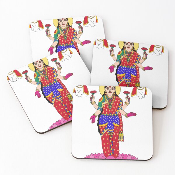Item preview, Goddess Lakshmi Standing on Lotus | Hindu Prosperity & Wealth Digital Painting | Spiritual Wall Art designed and sold by Harshit_Digital_Arts.