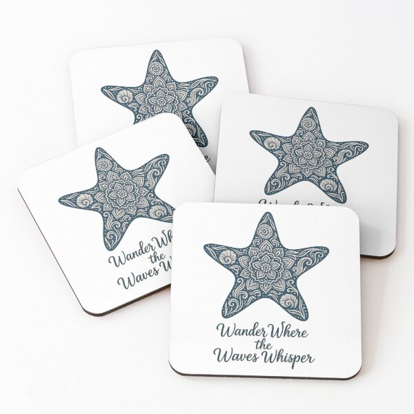 Item preview, Wander Where the Waves Whisper – Mandala Starfish Ocean Quote Art designed and sold by inkoutninja.