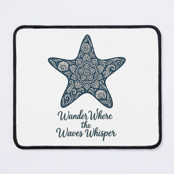 Item preview, Wander Where the Waves Whisper – Mandala Starfish Ocean Quote Art designed and sold by inkoutninja.