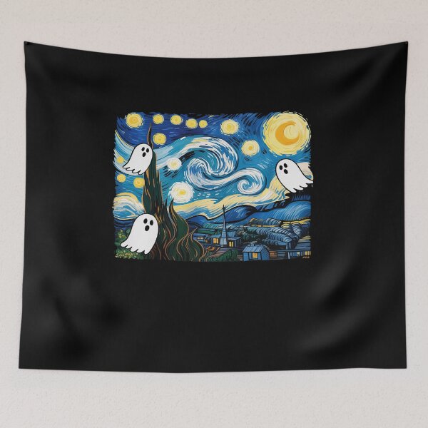 Item preview, Lindo fantasma noche estrellada Halloween espeluznante arte retro de Van Gogh designed and sold by August4Laughs25.