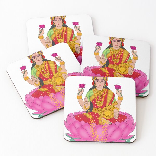 Item preview, Goddess Lakshmi on Lotus Digital Painting | Hindu Devotional Artwork | Prosperity & Wealth Wall Art designed and sold by Harshit_Digital_Arts.