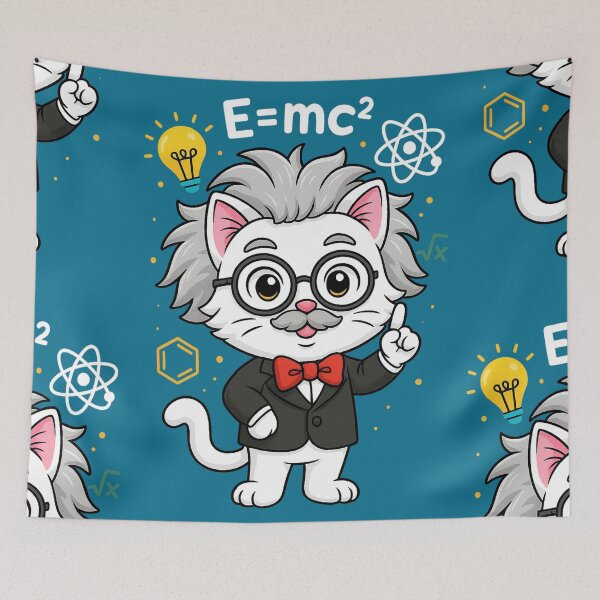 Item preview, Cartoon scientist cat with magic blackboard designed and sold by Idelab-11.