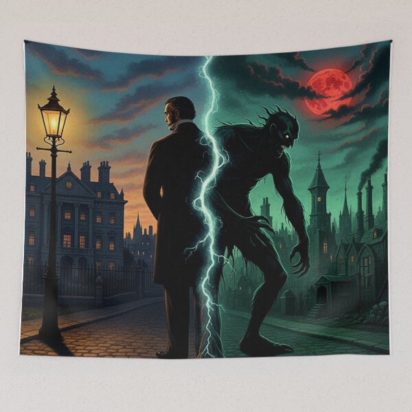 Item preview, A Soul Divided – Reimagined Dr. Jekyll & Mr. Hyde Gothic Horror Poster designed and sold by Art's Diner.