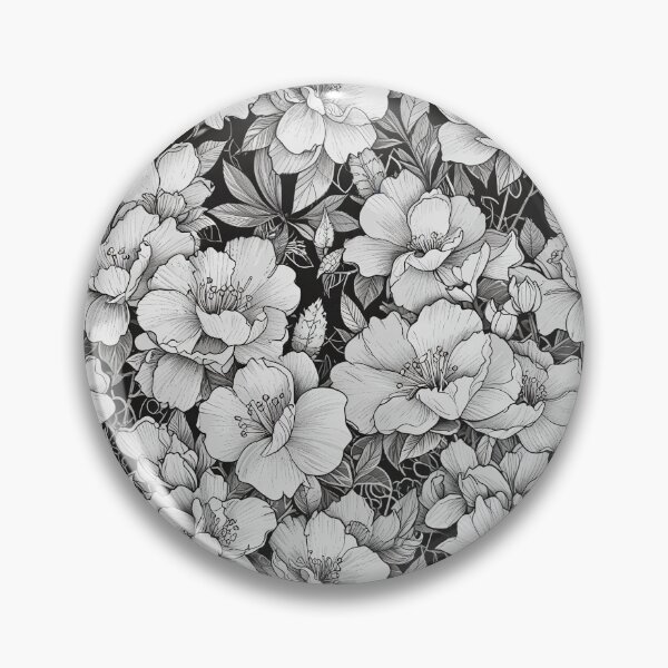 Artikelvorschau, Elegantes schwarz-weißes Blumenmuster entworfen und verkauft von CoolPixels.