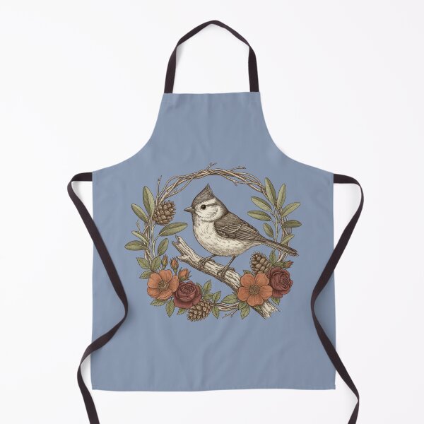Item preview, Tufted Titmouse Floral Wreath Forest Beauty designed and sold by BirdsnStuff.