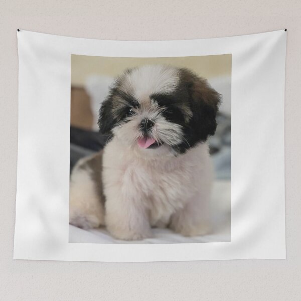 Item preview, Cute Shih Tzu Puppy Sitting on the Bed designed and sold by VanGaldo.