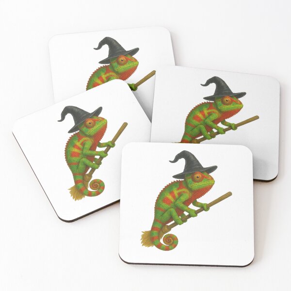 Item preview, Green Chameleon Riding a Broomstick designed and sold by thehaywirehoney.