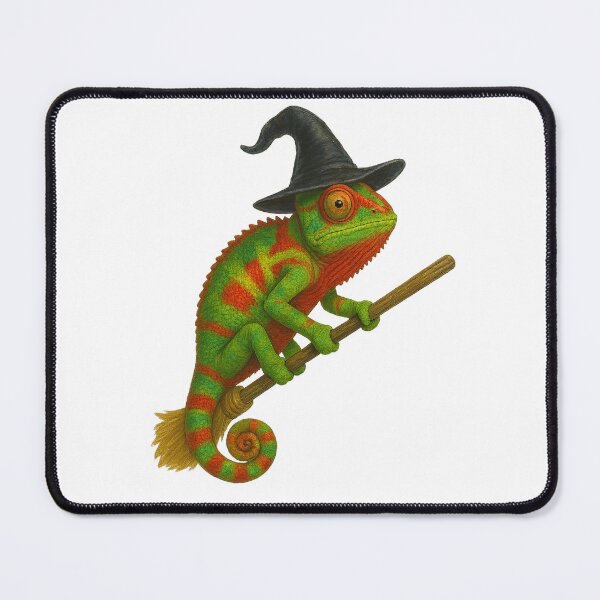 Item preview, Green Chameleon Riding a Broomstick designed and sold by thehaywirehoney.