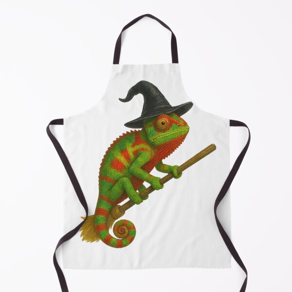 Item preview, Green Chameleon Riding a Broomstick designed and sold by thehaywirehoney.