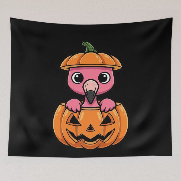 Item preview, Spooky Cute Flamingo Jack-o'-Lantern Pal designed and sold by k3rstman1.