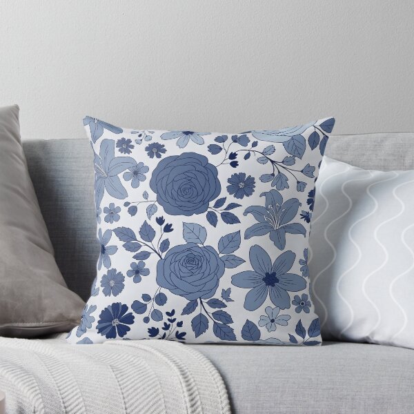 Aperçu de l'œuvre Motif floral bleu créée et vendue par ShabanMerch.