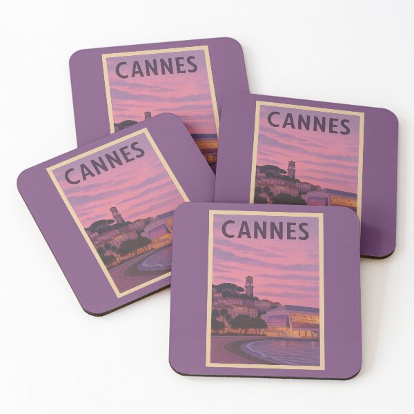 Item preview, Cannes France Travel Art – Sunset Riviera Coastline and City Souvenir designed and sold by Annika Shurafa.