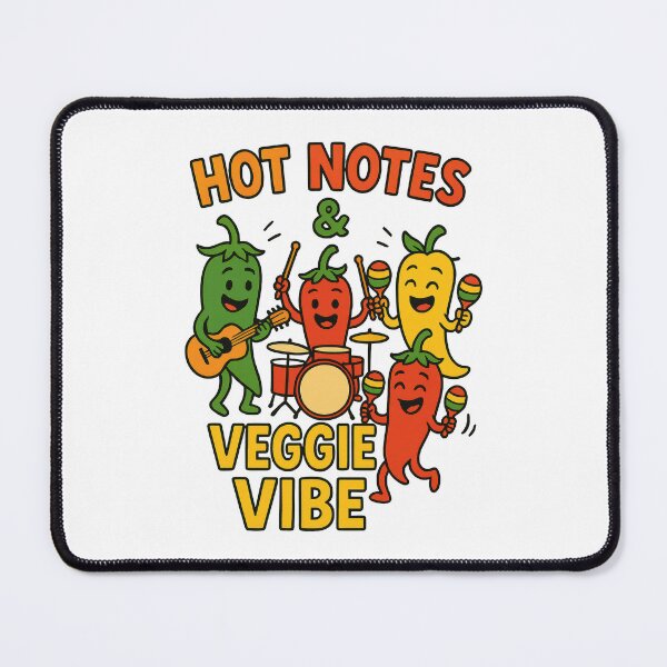 Item preview, Hot Notes & Veggie Vibe – Funny Dancing Chili Pepper Band Music Pun Design designed and sold by inkoutninja.