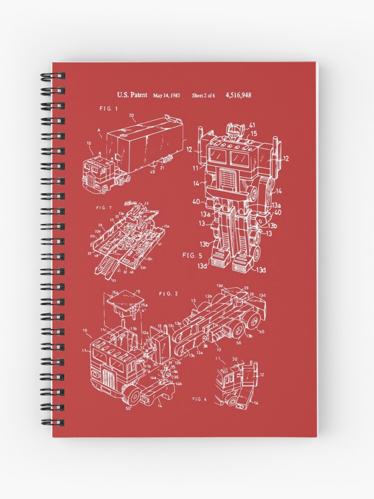 Transformatoren Optimus Prime Patent Zeichnung Spiralblock Von Madebydesign Redbubble