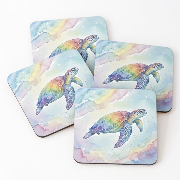 Item preview, Turtle Rainbow Watercolor | Colorful Sea Turtle Ocean Art designed and sold by DreamiCanvas.