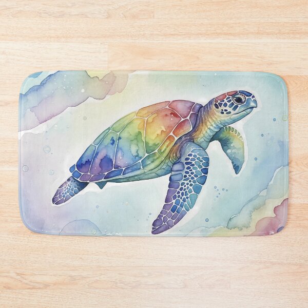 Item preview, Turtle Rainbow Watercolor | Colorful Sea Turtle Ocean Art designed and sold by DreamiCanvas.