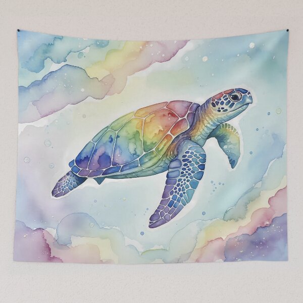 Item preview, Turtle Rainbow Watercolor | Colorful Sea Turtle Ocean Art designed and sold by DreamiCanvas.