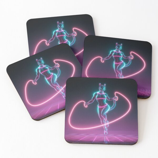 Item preview, Cyber Cat Neon Jump Rope Fitness Artwork designed and sold by ArgentoArt.