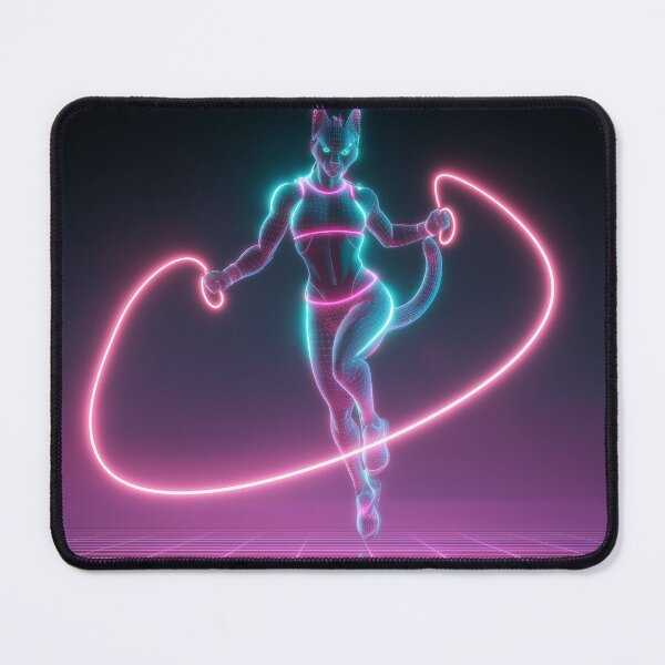 Item preview, Cyber Cat Neon Jump Rope Fitness Artwork designed and sold by ArgentoArt.